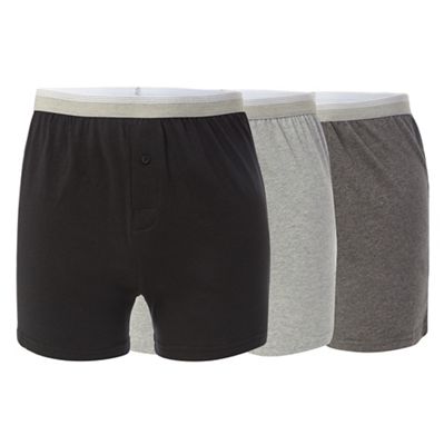 The Collection Pack of three grey button boxers